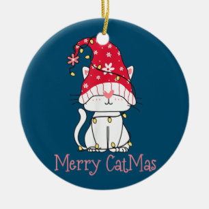Merry Catmas Weihnachtsgeschenk Funny Niedlich Gno Keramik Ornament