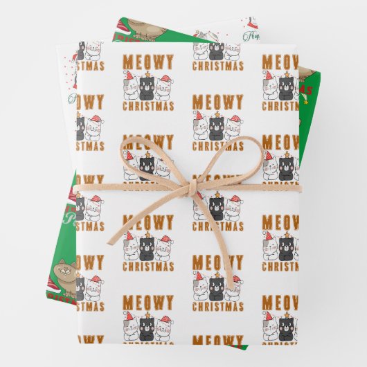 Merry Catmas Weihnachtswrapping Paper Sheets Geschenkpapier Set (Beispiel)