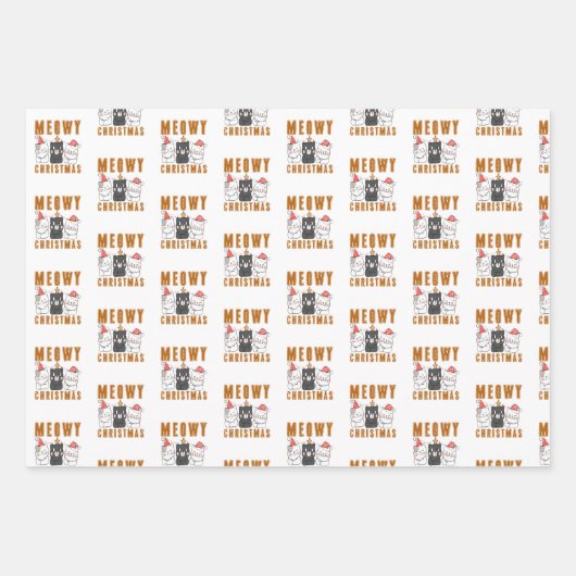 Merry Catmas Weihnachtswrapping Paper Sheets Geschenkpapier Set (Vorderseite)