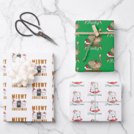 Merry Catmas Weihnachtswrapping Paper Sheets Geschenkpapier Set