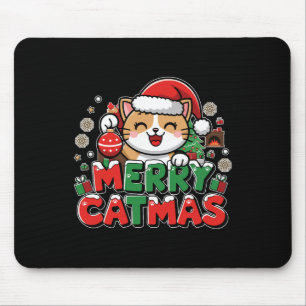 Merry Catmas Xmas Decoration Santa Cat Funny Chris Mousepad