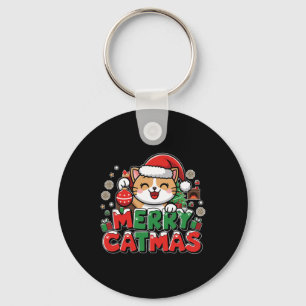Merry Catmas Xmas Decoration Santa Cat Funny Chris Schlüsselanhänger