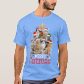 Merry Catmas Xmas Gift Funny Cat Christmasree vint T-Shirt (Vorderseite)