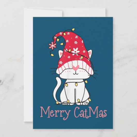 Merry Catmas Xmas Gift Funny Cute Gnomes Cat Einladung (Vorderseite)