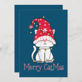 Merry Catmas Xmas Gift Funny Cute Gnomes Cat Einladung (Vorne/Hinten)