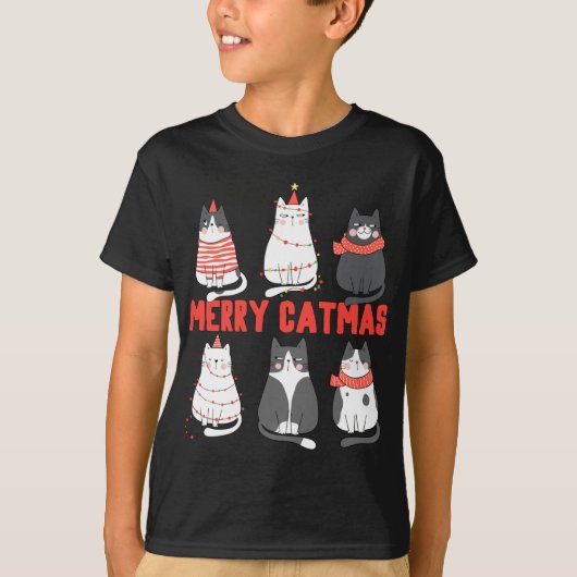 Merry Catmas Xmas Novelty Cat Lover Christmas Ligh T-Shirt (Vorderseite)