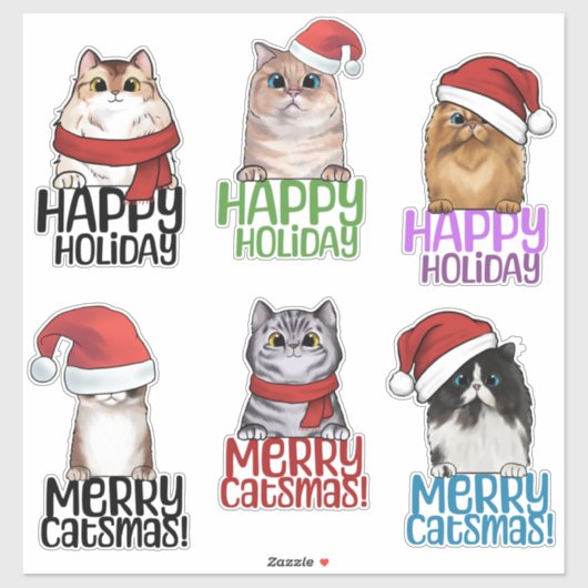 Merry Catsmas Weihnachtssticker Sheet Aufkleber (Blatt)