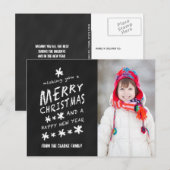 MERRY CHALKBOARD CHRISTMAS HOLIDAY FOTO FEIERTAGSPOSTKARTE (Vorne/Hinten)