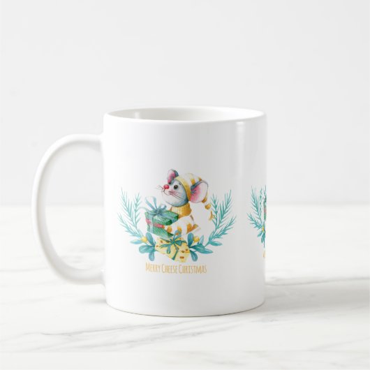 Merry Cheese Christmas Mouse Kaffeetasse (Links)