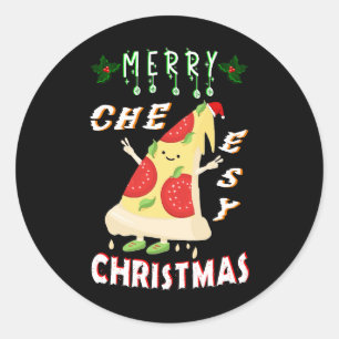 Merry Cheesy Weihnachten Weihnachten Weihnachten P Runder Aufkleber