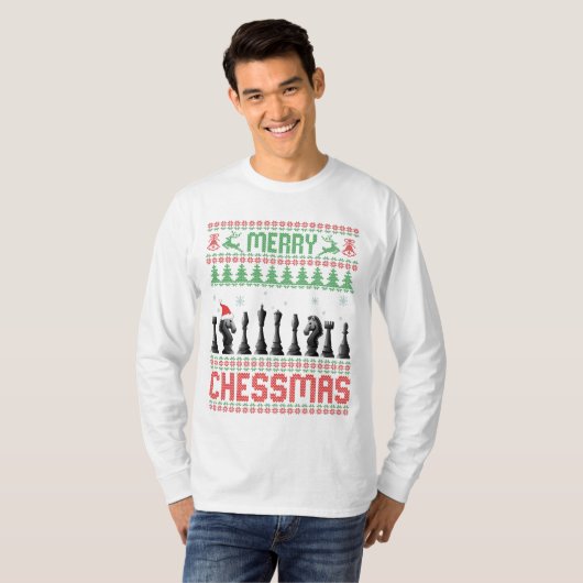 Merry Chessmas Funny Chess christmas Ugly Sweater T-Shirt (Vorne ganz)