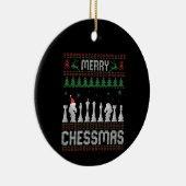 Merry Chessmas Funny Schach Weihnachten Ugly Sweat Keramik Ornament (Rechts)