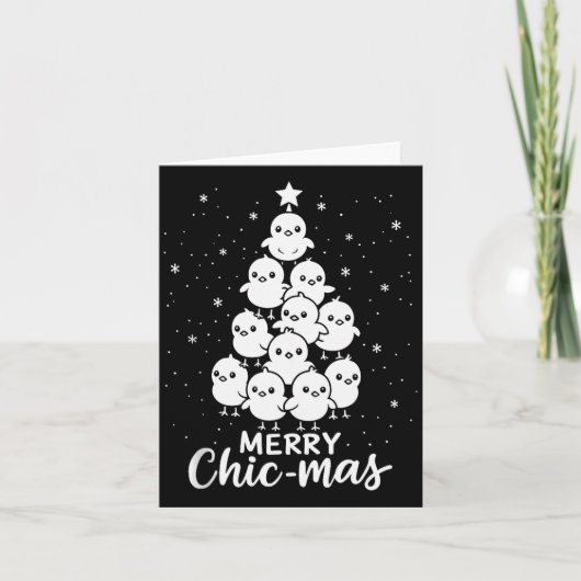 Merry Chic-mas Cute Chicks Christmas Tree Funny Fa Karte (Vorderseite)