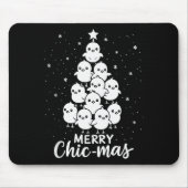 Merry Chic-mas Cute Chicks Christmas Tree Funny Fa Mousepad (Vorne)