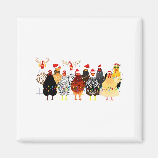 Merry Chickmas Chicken Christmas Ornament Lights S Magnet (Vorne)