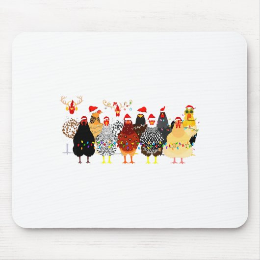 Merry Chickmas Chicken Christmas Ornament Lights S Mousepad (Vorne)