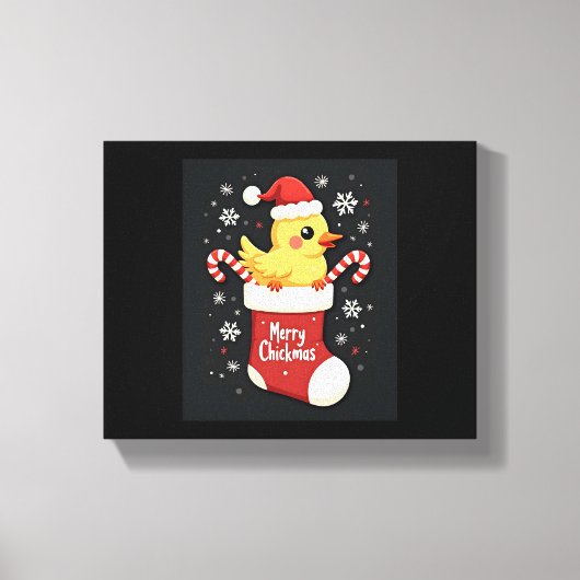 Merry Chickmas Chicken Leinwanddruck (Vorderseite)