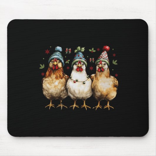Merry Chickmas Chickens Funny Christmas Chicken Mo Mousepad (Vorne)
