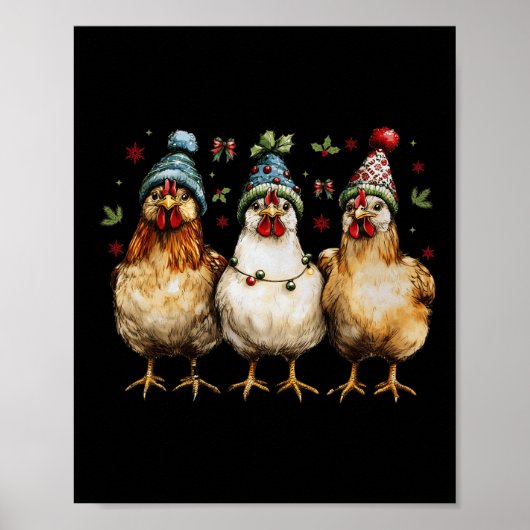 Merry Chickmas Chickens Funny Christmas Chicken Mo Poster (Vorne)