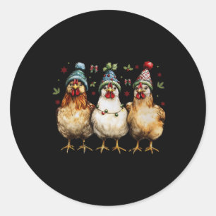 Merry Chickmas Chickens Funny Christmas Chicken Mo Runder Aufkleber