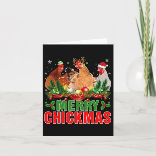 Merry Chickmas Chickens Weihnachtsmannmütze Bauern Karte (Vorderseite)