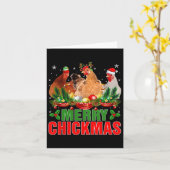 Merry Chickmas Chickens Weihnachtsmannmütze Bauern Karte (Gelbe Blume)