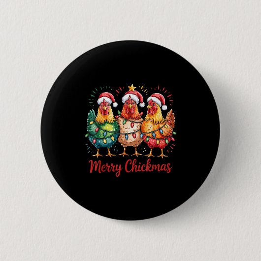 Merry Chickmas Christmas Chicken Santa Hat Chicken Button (Vorderseite)