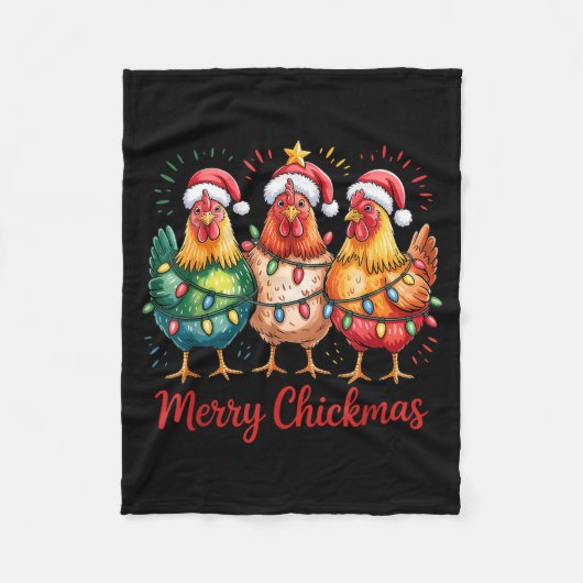 Merry Chickmas Christmas Chicken Santa Hat Chicken Fleecedecke (Vorderseite)