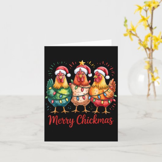 Merry Chickmas Christmas Chicken Santa Hat Chicken Karte (Gelbe Blume)