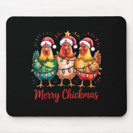 Merry Chickmas Christmas Chicken Santa Hat Chicken Mousepad (Vorne)