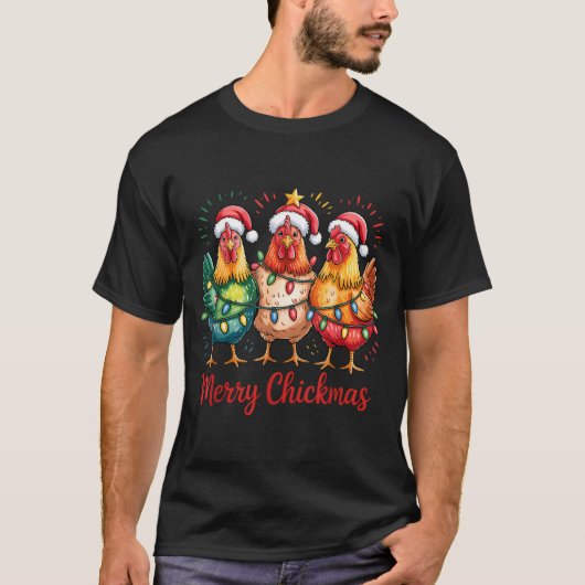 Merry Chickmas Christmas Chicken Santa Hat Chicken T-Shirt (Vorderseite)