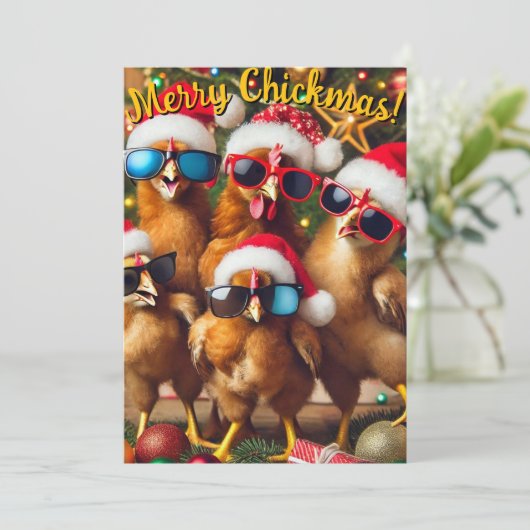 Merry Chickmas Einladung (Stehend Vorderseite)