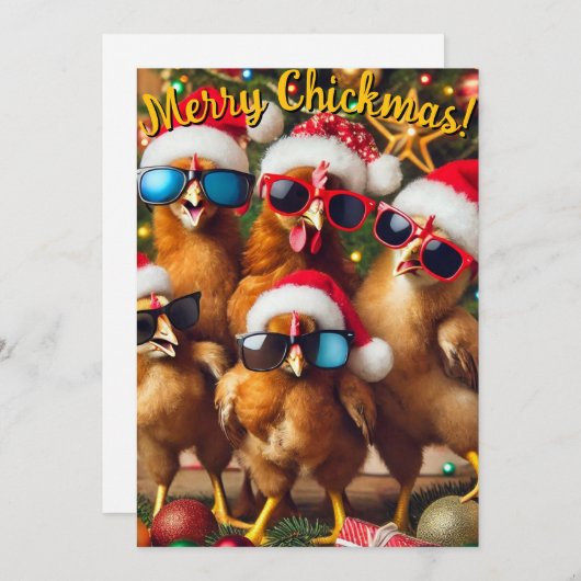 Merry Chickmas Einladung (Vorne/Hinten)