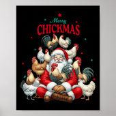 Merry Chickmas Niedlich Weihnachtsbauernhof Santa Poster (Vorne)