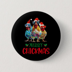 Merry Chickmas Ornament Lights Chicken Bauer Chri Button