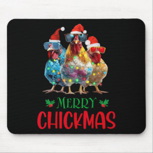 Merry Chickmas Ornament Lights Chicken Bauer Chri Mousepad