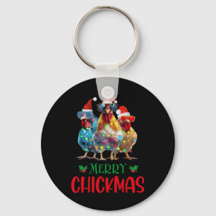 Merry Chickmas Ornament Lights Chicken Bauer Chri Schlüsselanhänger