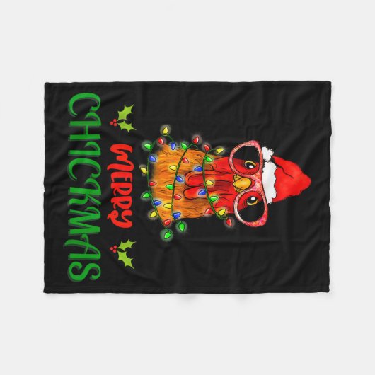 Merry Chickmas Ornament Lights Chicken Farmer Chri Fleecedecke (Vorderseite (Horizontal))