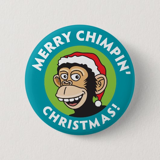 Merry Chimpins Weihnachten Button (Vorderseite)