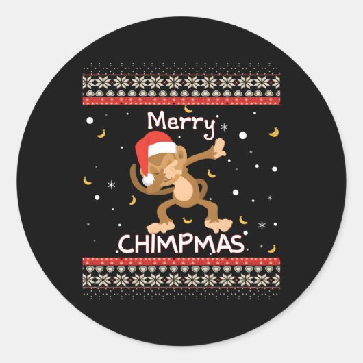 Merry Chipmas Ugly Monkey Jumper Runder Aufkleber (Vorderseite)