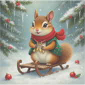 Merry chipmunk Weihnachten Aufkleber (Vorderseite)