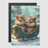 Merry chipmunk Weihnachten Magneteinladung (Vorne/Hinten)
