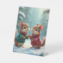 Merry chipmunk Weihnachten Sockelschild