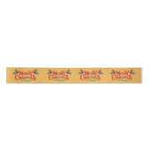 Merry Chirstmas gedruckte Satin Ribbon Roll Satinband (Vorderseite)