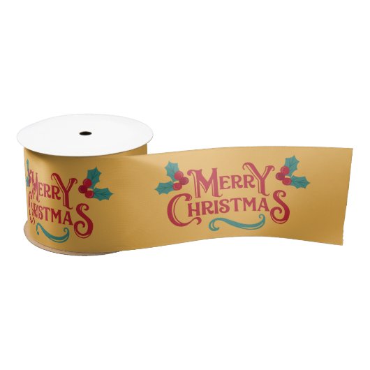 Merry Chirstmas gedruckte Satin Ribbon Roll Satinband (Spule)