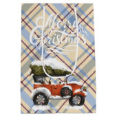 Merry Chirstmas niedlicher Schott mit rotem LKW-Te Mittlere Geschenktüte (Rückseite)