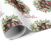 Merry Chistmas Editable Foto Family Geschenkpapier (Rolleneckpunkt)