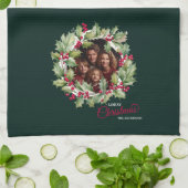 Merry Chistmas Editable Foto Family Geschirrtuch (Gefaltet)