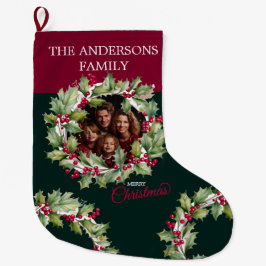 Merry Chistmas Editable Foto Family Großer Weihnachtsstrumpf