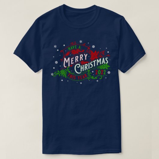 Merry Chistmas Vintag Style Red Greed T-Shirt (Design vorne)